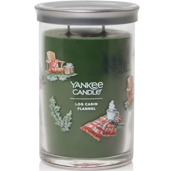 Yankee Candle LOG CABIN FLANNEL Signature 2-Wick 20 oz Tumbler Candles Large NEW - Picture 1 of 2